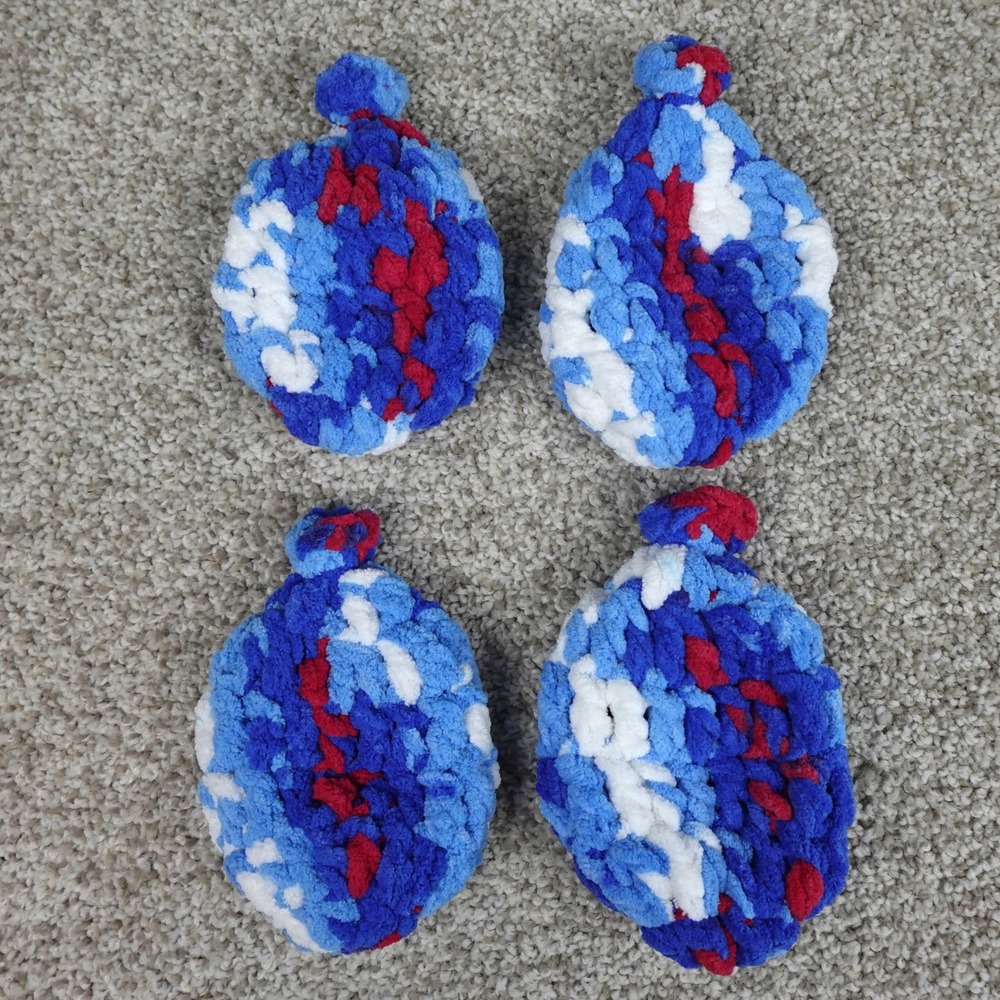 Handmade Reusable Crochet Water Balloons Red‎ White Blue Set of 4 Eco Friendly